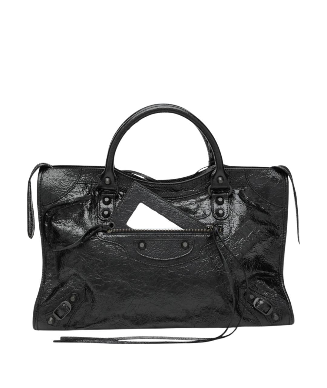 BALENCIAGA Черная кожаная сумка тоут, фото 1