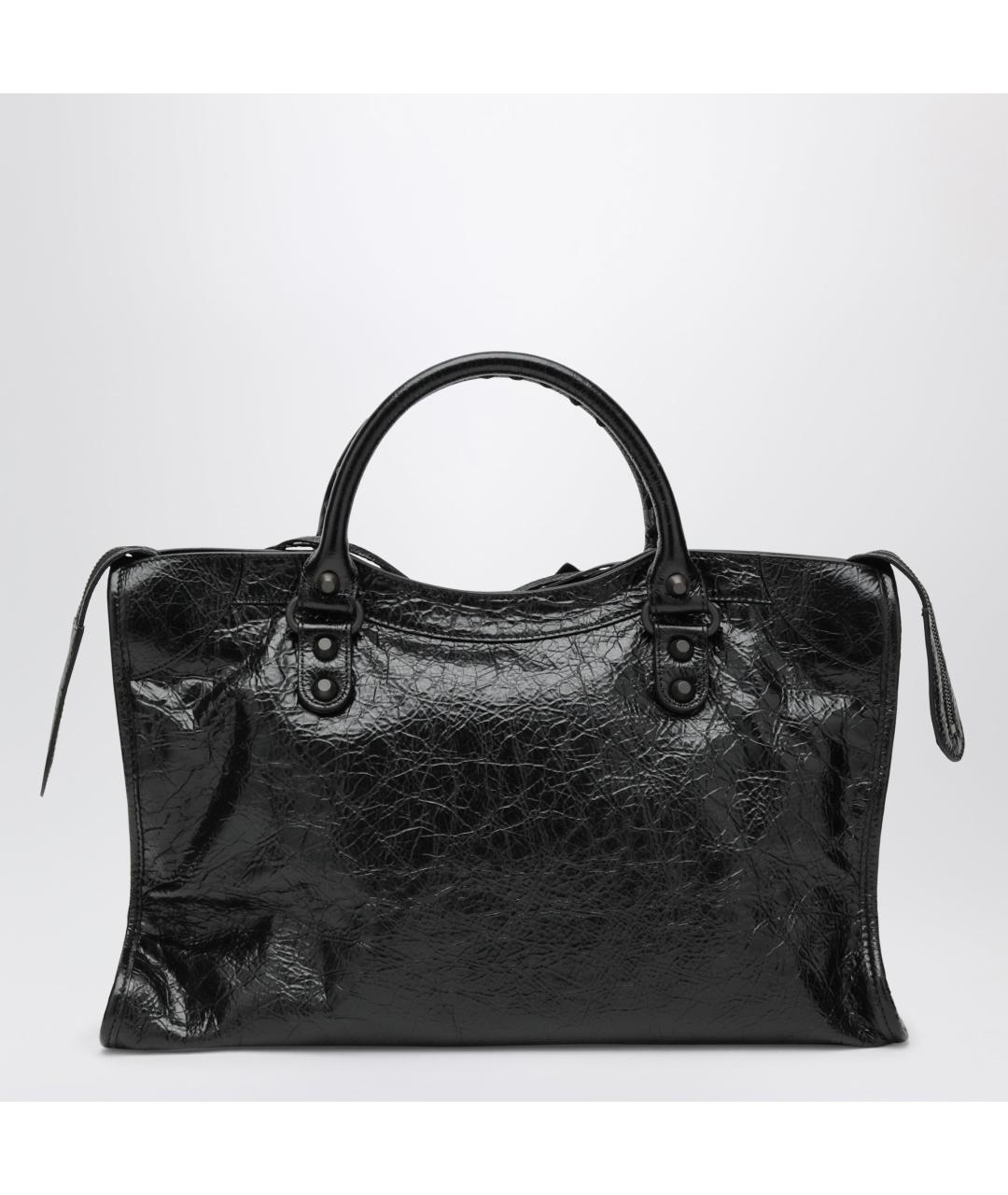 BALENCIAGA Черная кожаная сумка тоут, фото 2