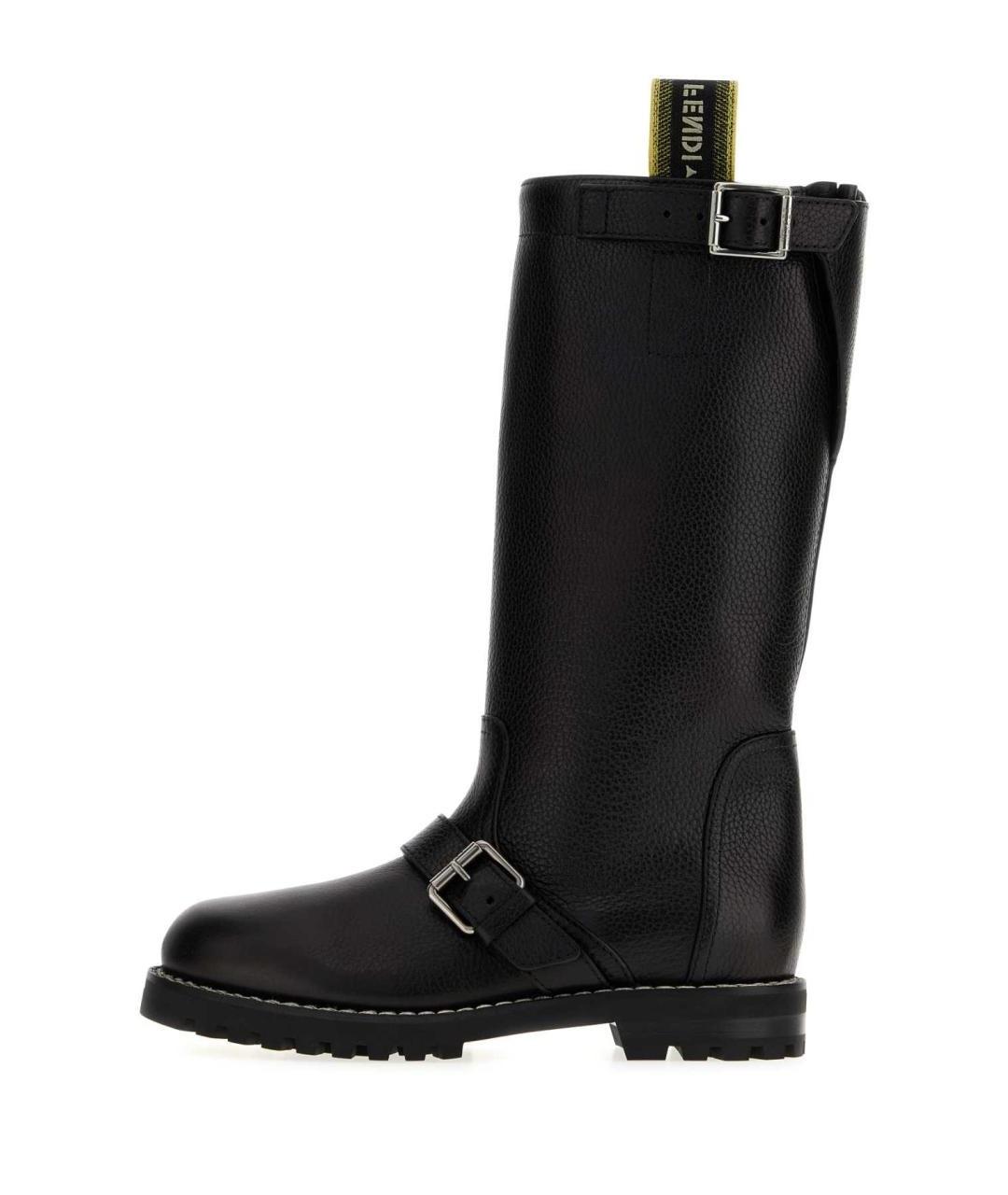 FENDI Черные кожаные сапоги, фото 3