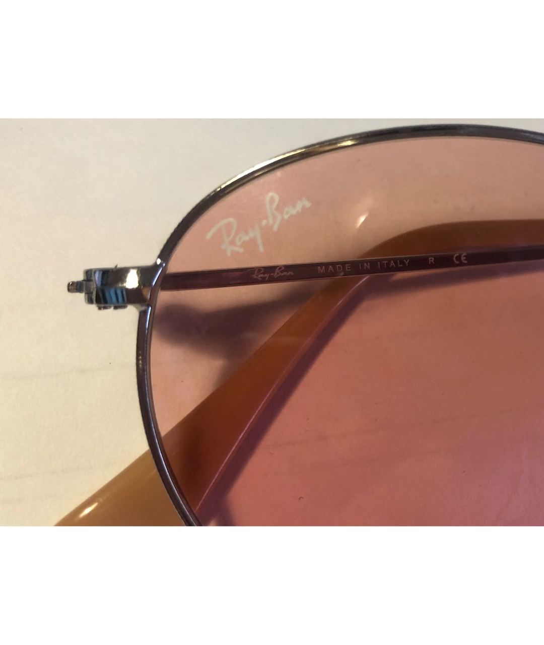 RAY BAN Розовые металлические солнцезащитные очки, фото 3