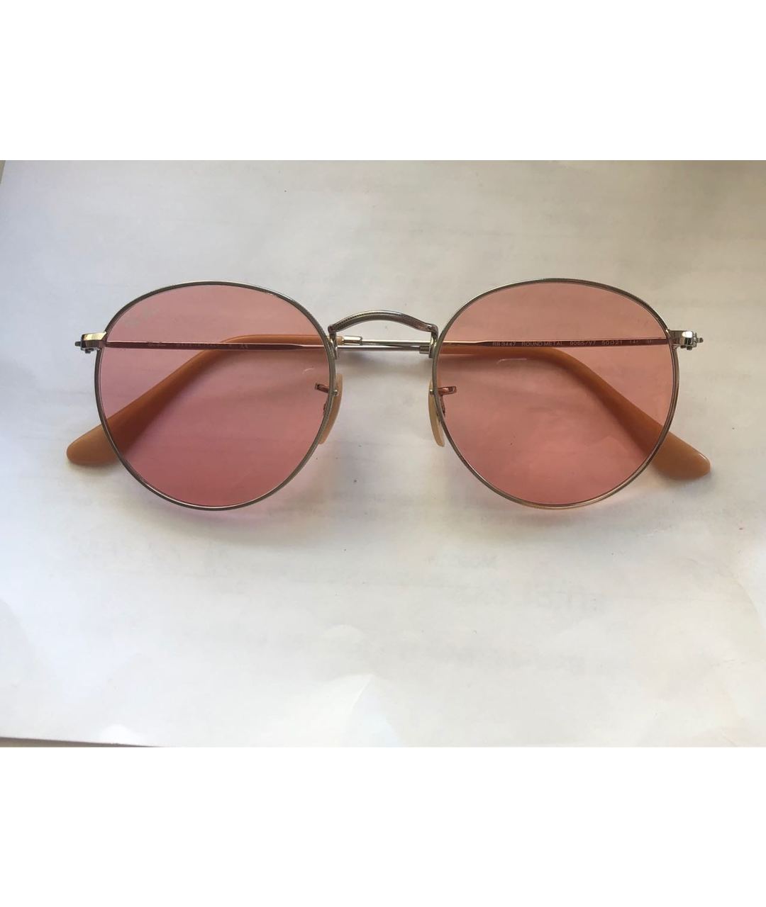 RAY BAN Розовые металлические солнцезащитные очки, фото 4