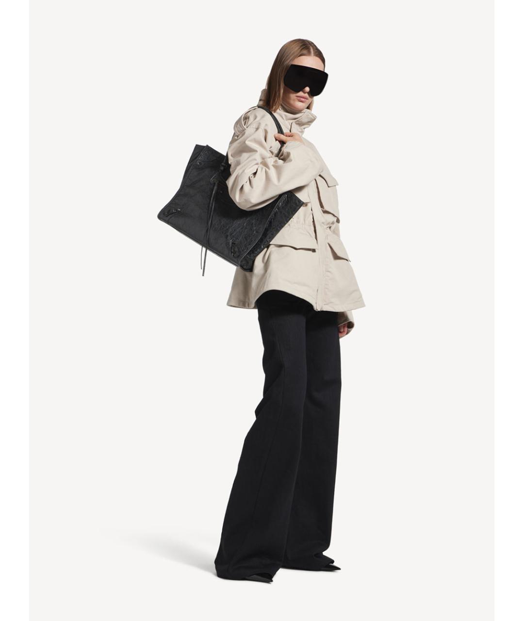 BALENCIAGA Черная кожаная сумка тоут, фото 2