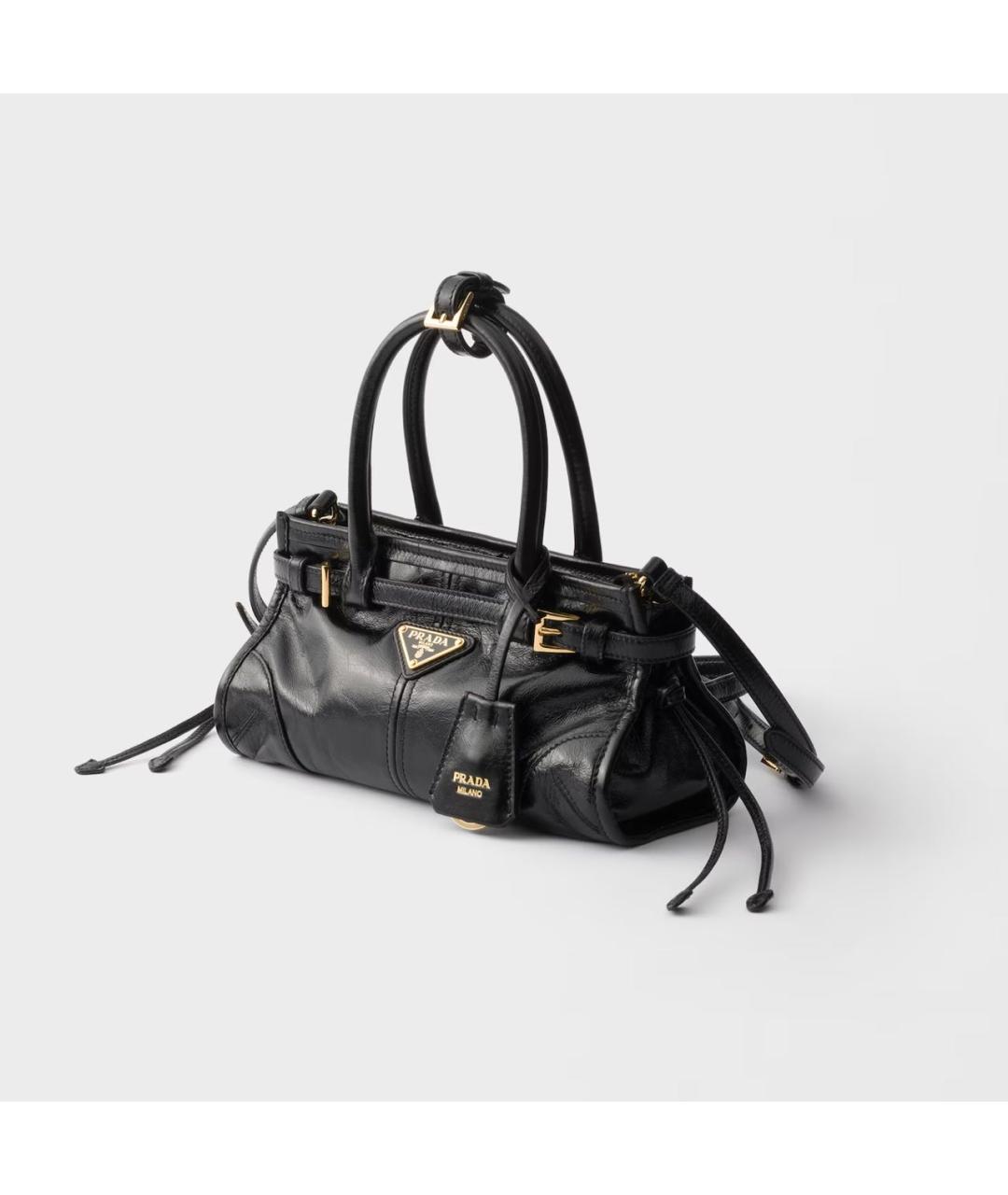 PRADA Черная сумка с короткими ручками из лакированной кожи, фото 3