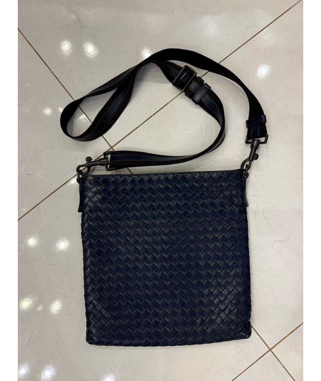 BOTTEGA VENETA Синяя кожаная сумка на плечо, фото 9