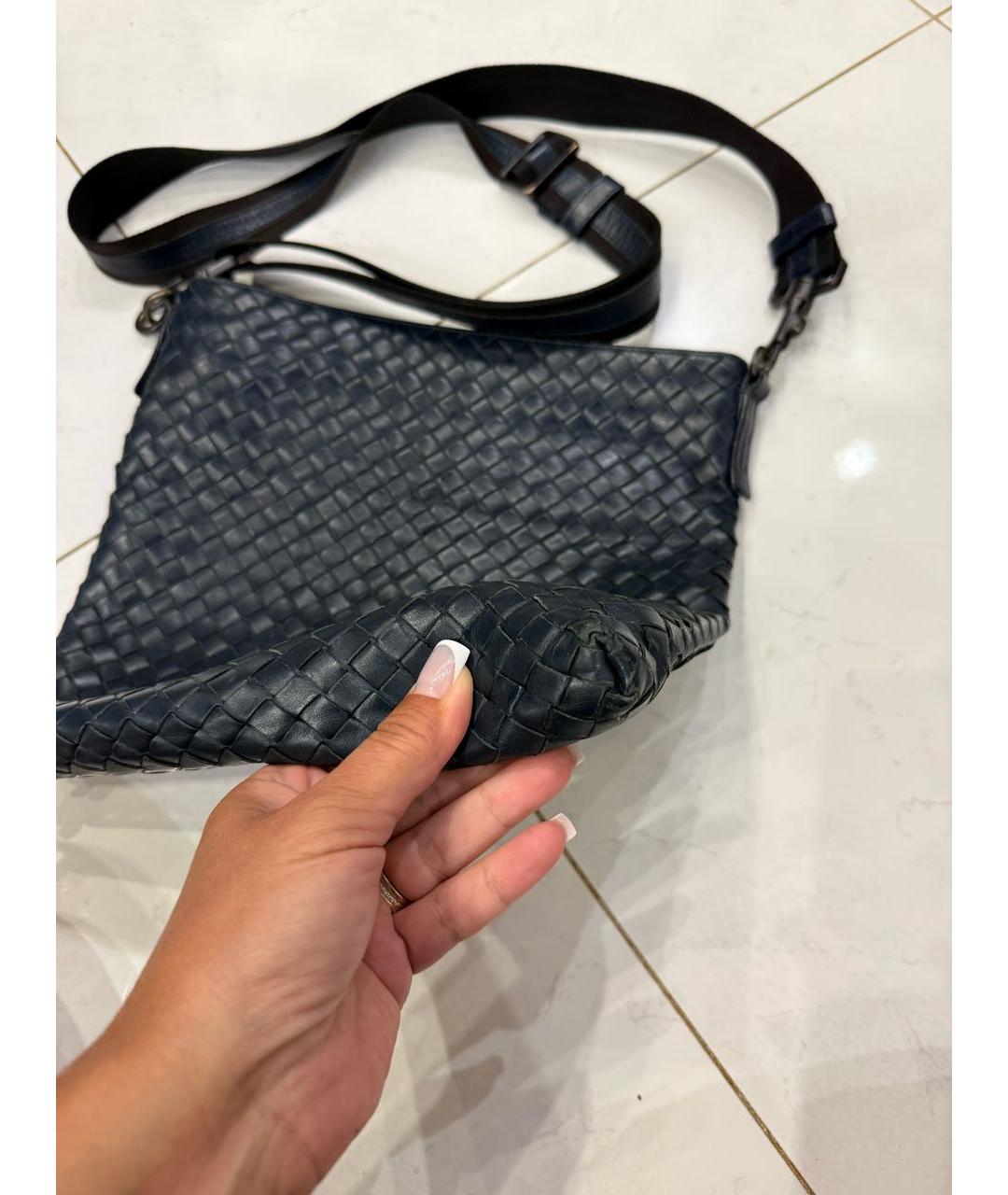 BOTTEGA VENETA Синяя кожаная сумка на плечо, фото 3