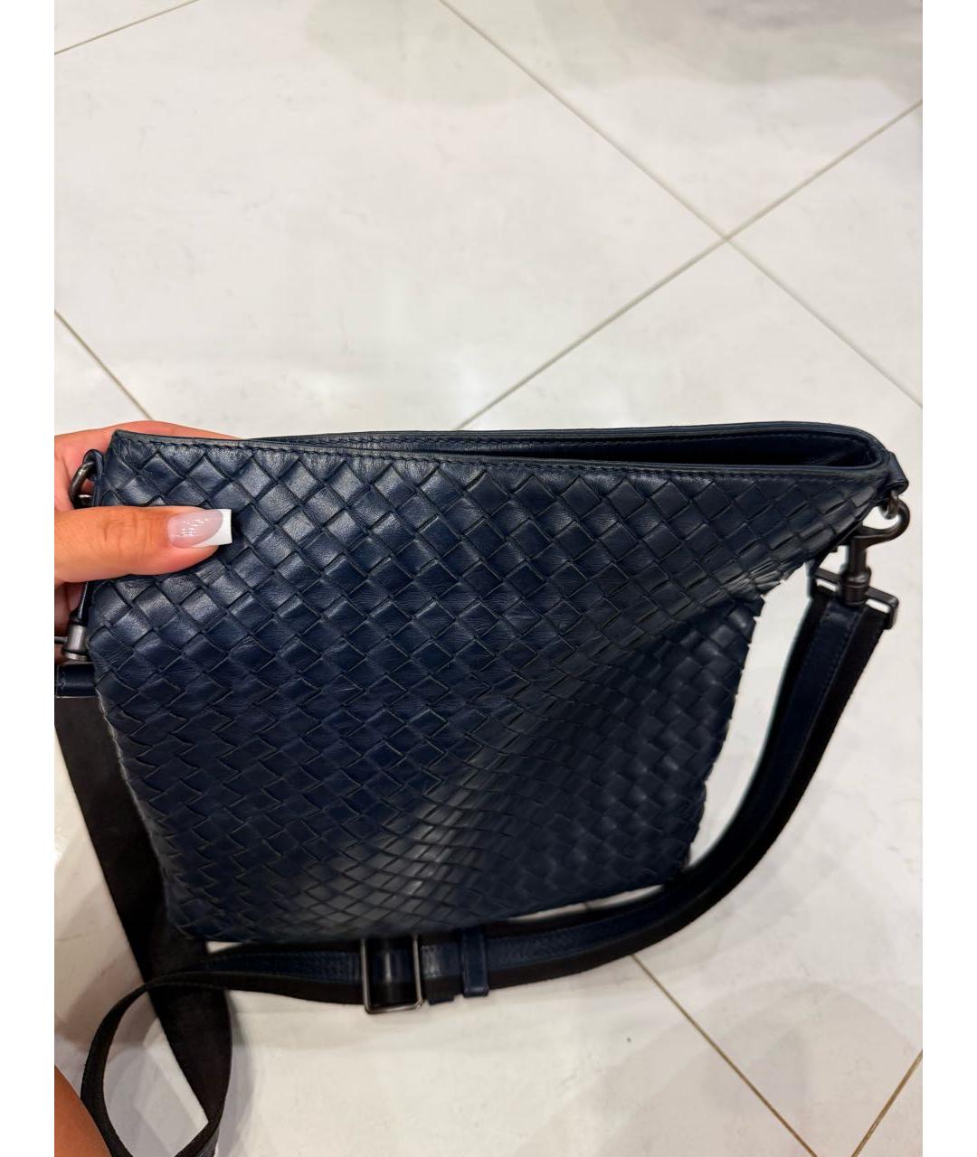 BOTTEGA VENETA Синяя кожаная сумка на плечо, фото 2