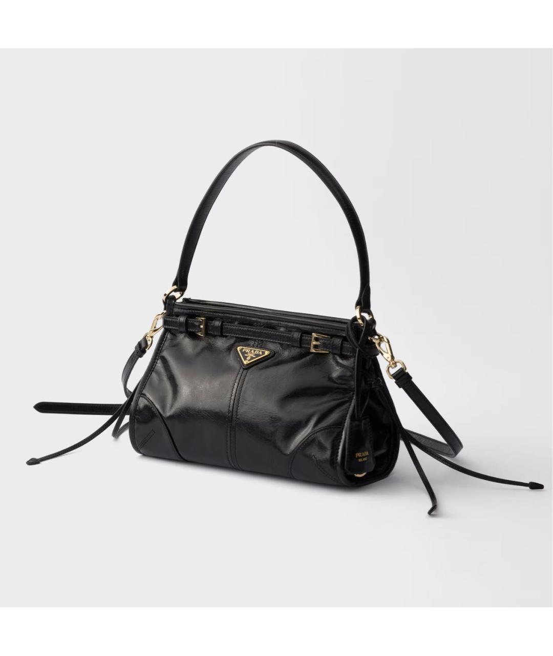PRADA Черная сумка через плечо из лакированной кожи, фото 3