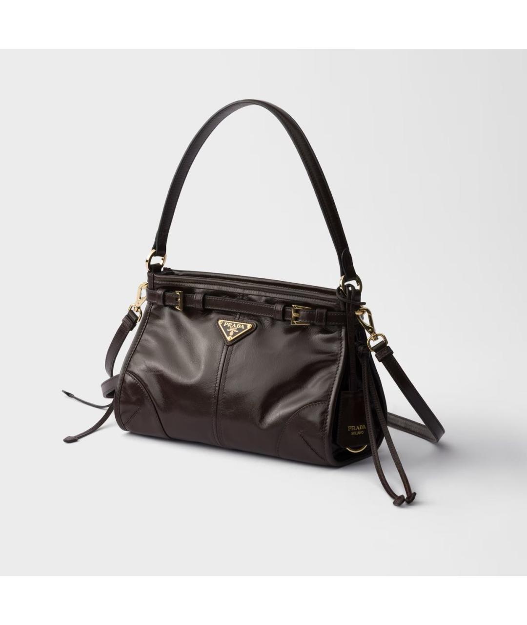 PRADA Коричневая сумка через плечо из лакированной кожи, фото 3