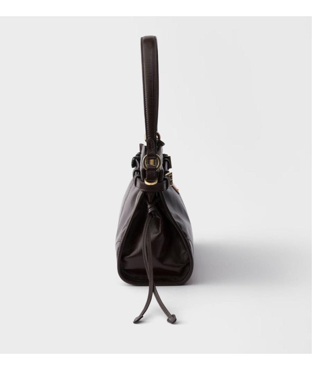 PRADA Коричневая сумка через плечо из лакированной кожи, фото 5