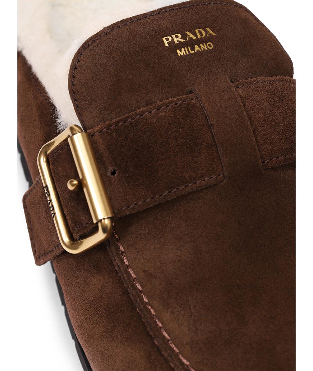 PRADA Коричневые замшевые мюли, фото 5