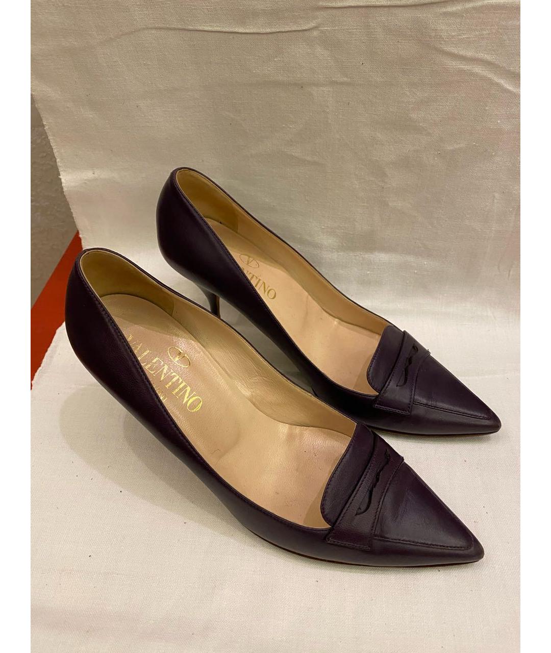 VALENTINO Фиолетовые кожаные туфли, фото 6