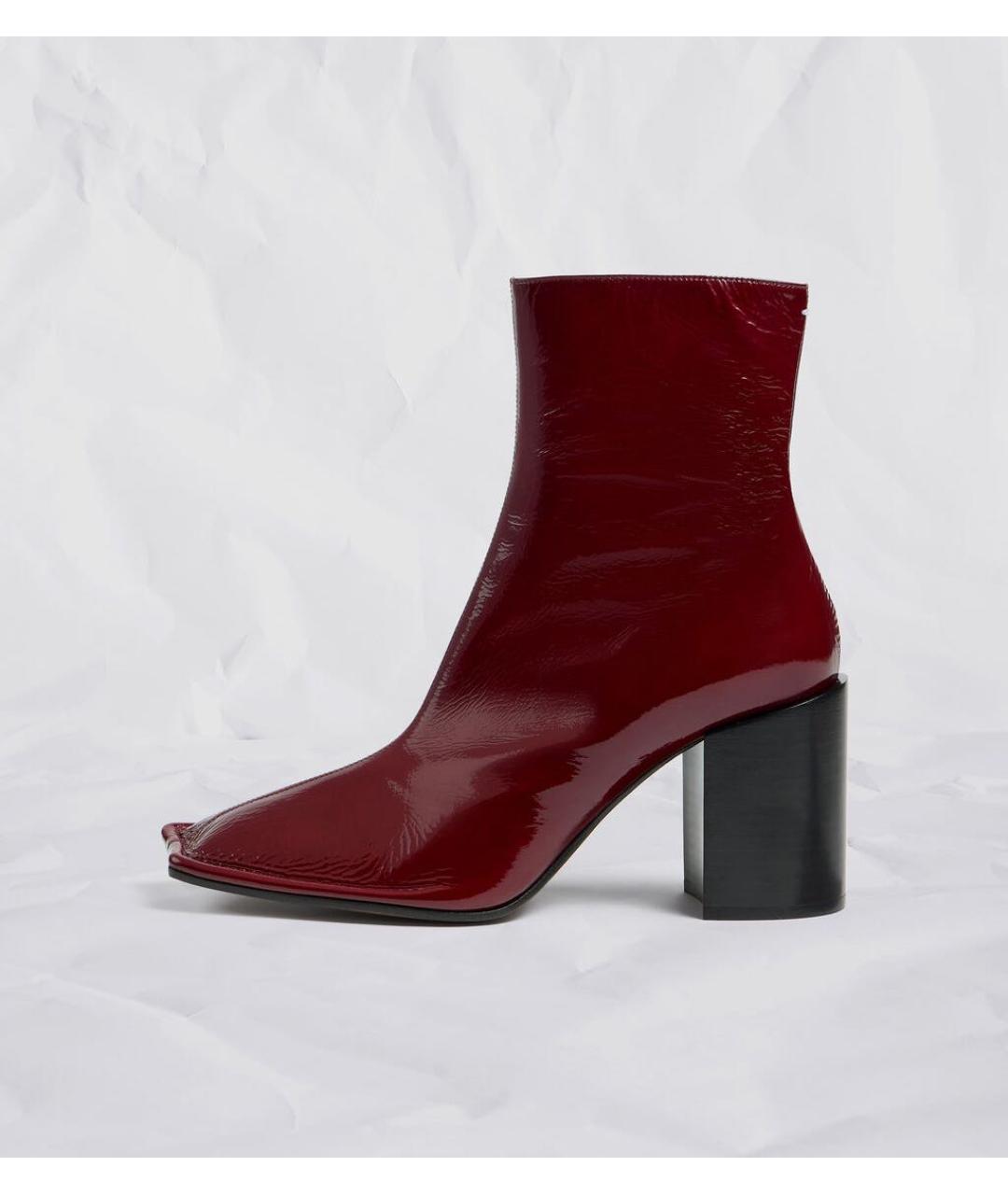 MAISON MARGIELA Бордовые ботильоны из лакированной кожи, фото 7