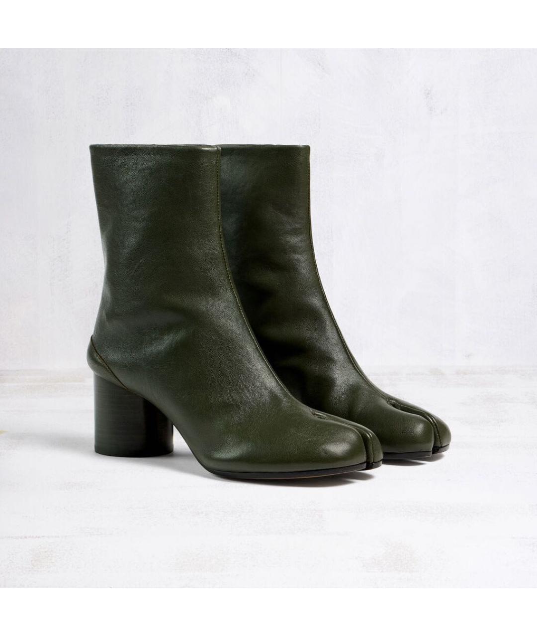MAISON MARGIELA Хаки кожаные ботильоны, фото 3