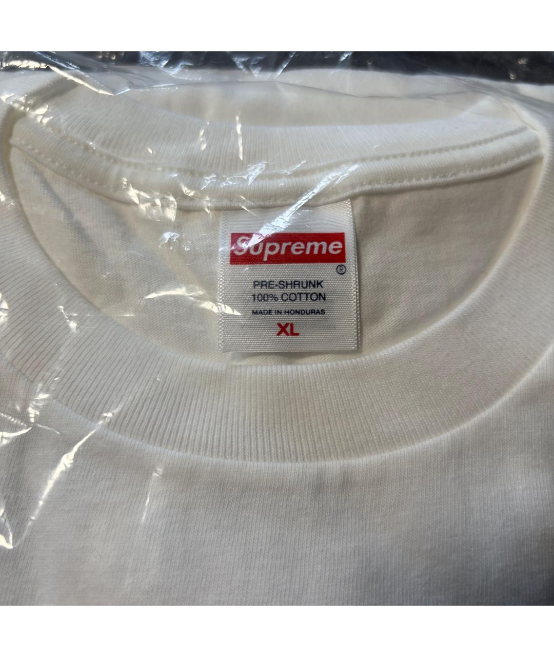SUPREME Белая хлопковая футболка, фото 5