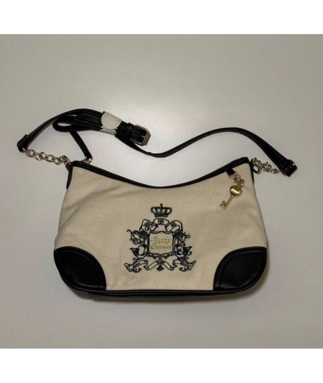 JUICY COUTURE Белая бархатная сумка через плечо, фото 3