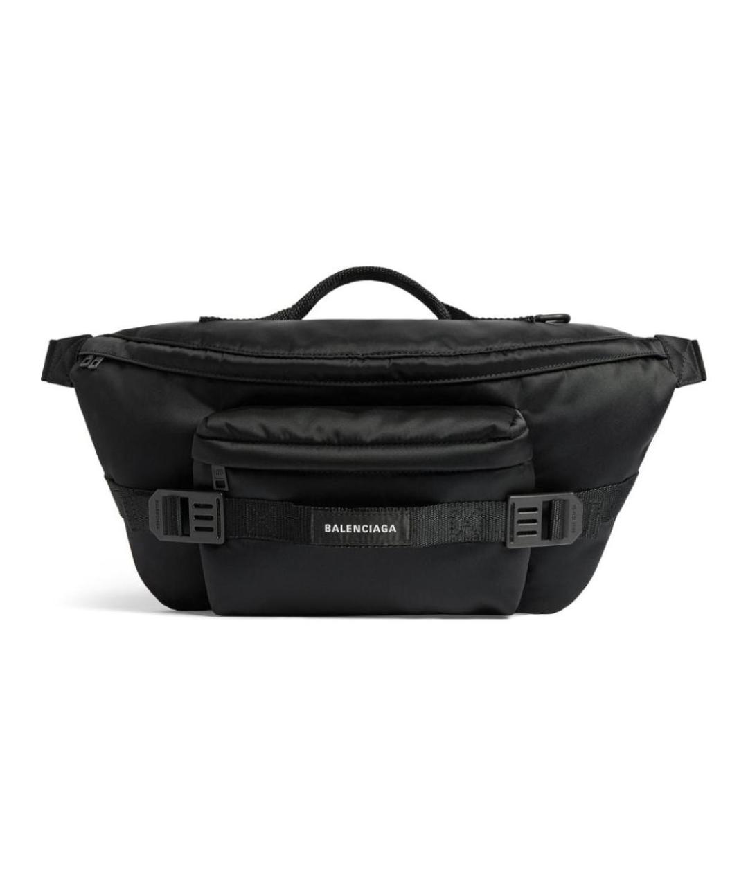 BALENCIAGA Черная синтетическая поясная сумка, фото 1