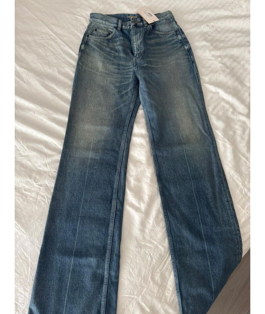 SAINT LAURENT Синие хлопковые джинсы клеш, фото 8
