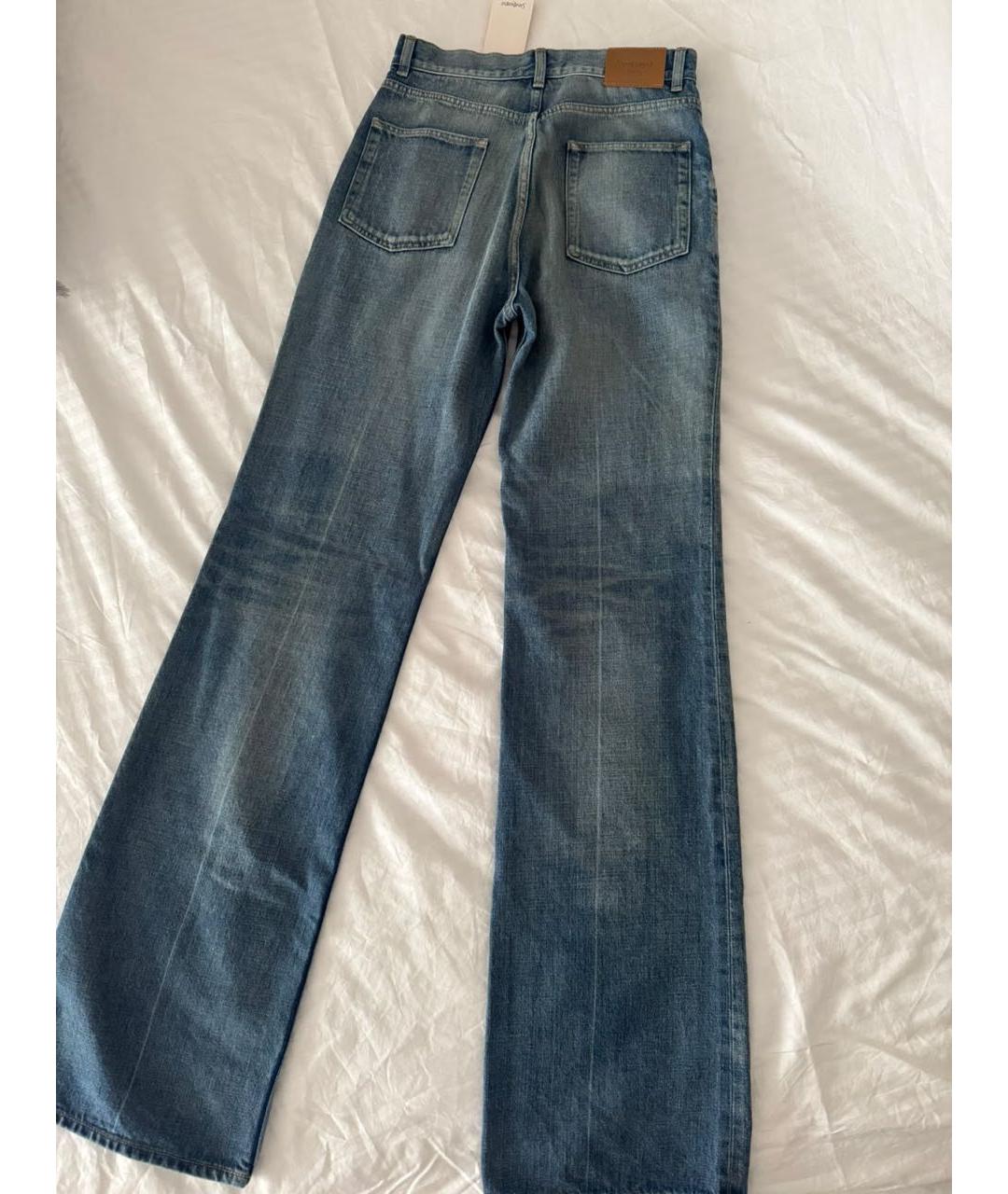 SAINT LAURENT Синие хлопковые джинсы клеш, фото 2