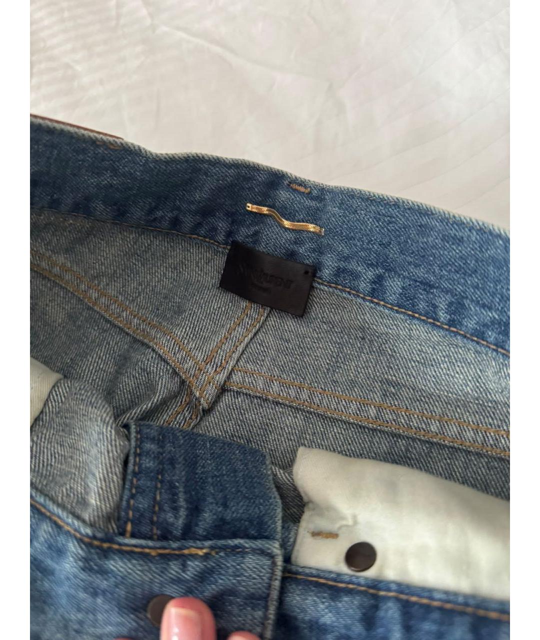 SAINT LAURENT Синие хлопковые джинсы клеш, фото 3