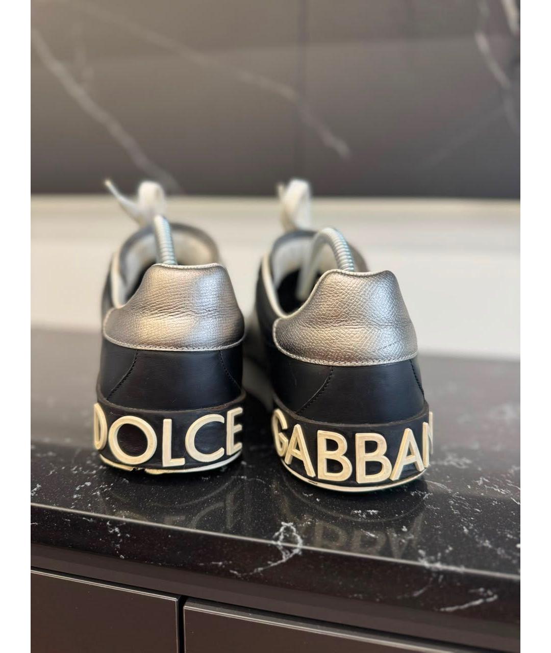 DOLCE&GABBANA Черные кожаные низкие кроссовки / кеды, фото 4
