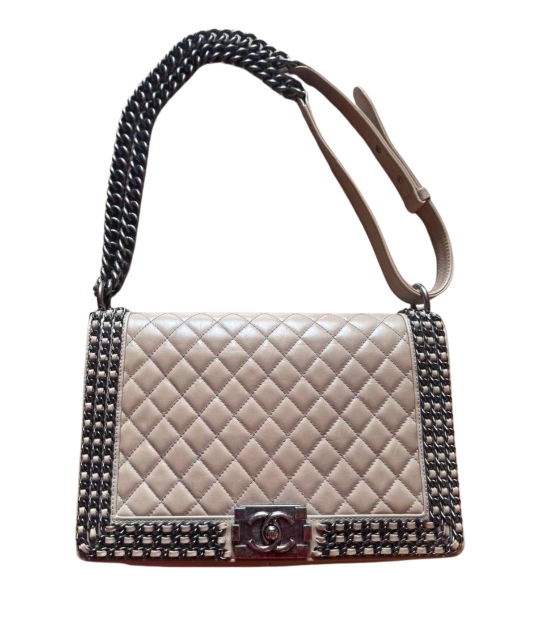 CHANEL Бежевая кожаная сумка через плечо, фото 1