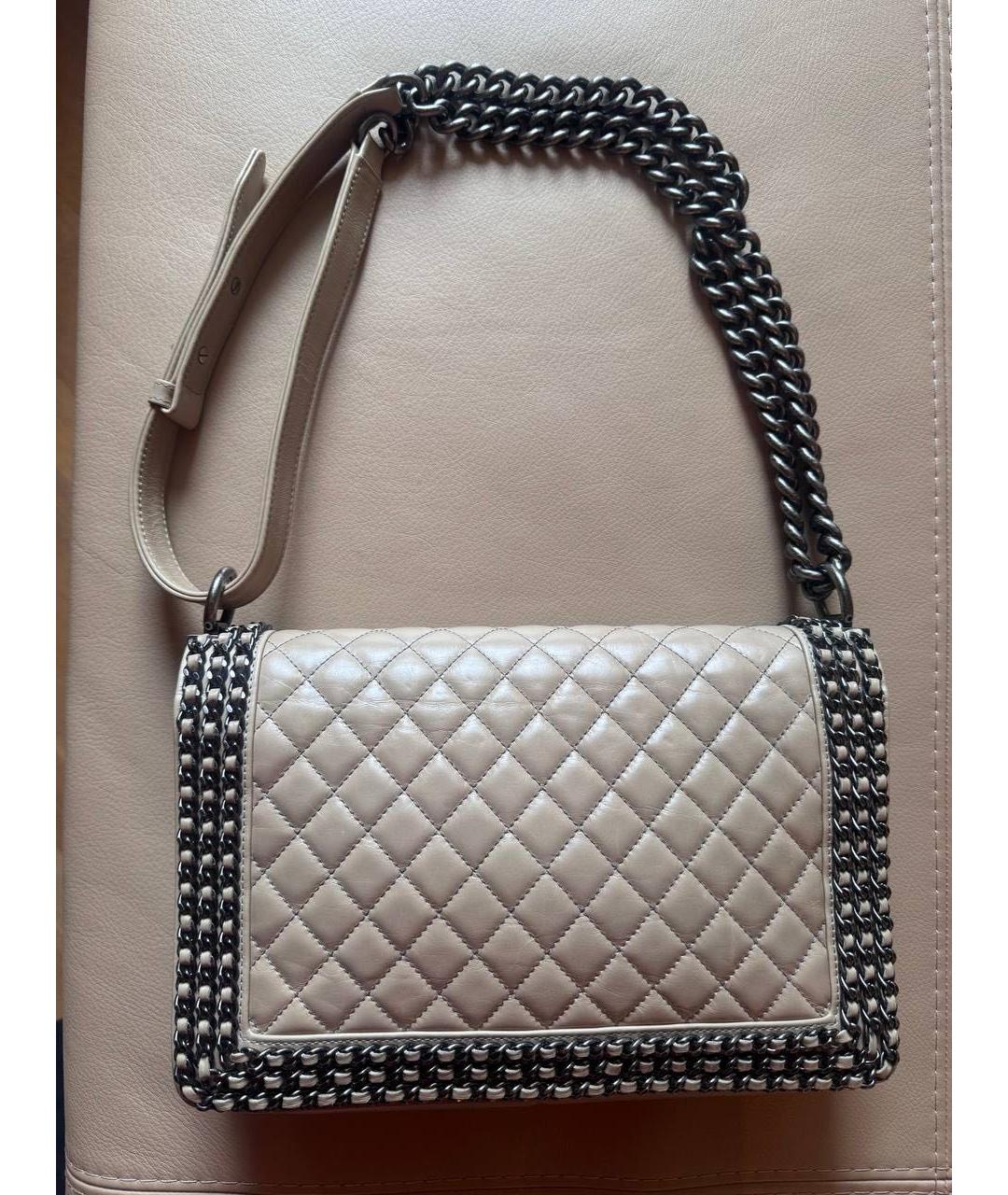 CHANEL Бежевая кожаная сумка через плечо, фото 2