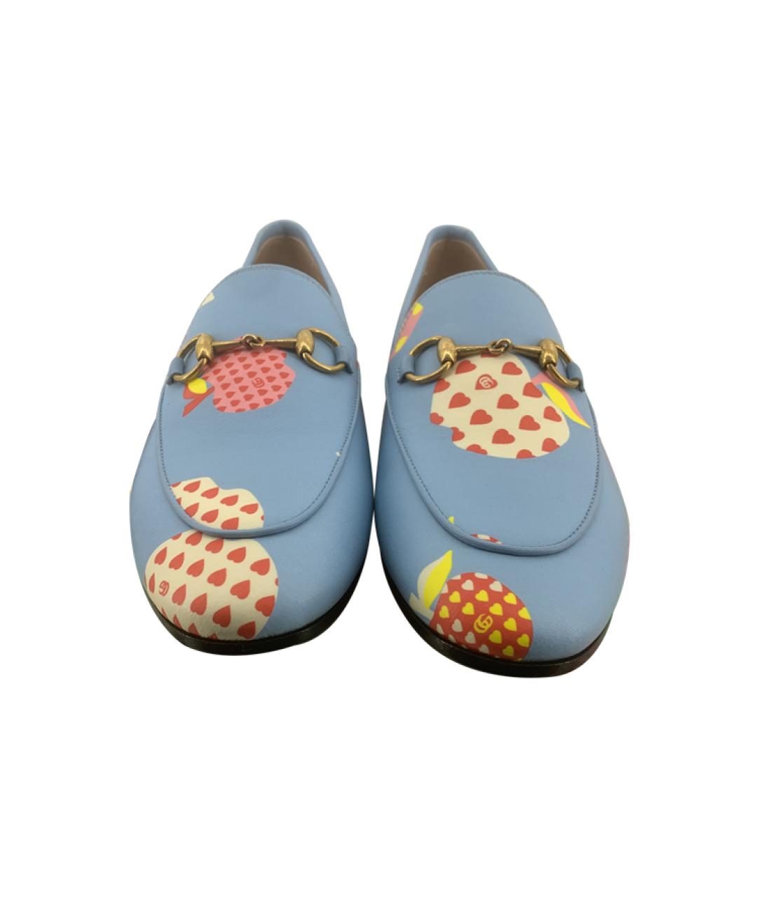 GUCCI Синие кожаные лоферы, фото 2