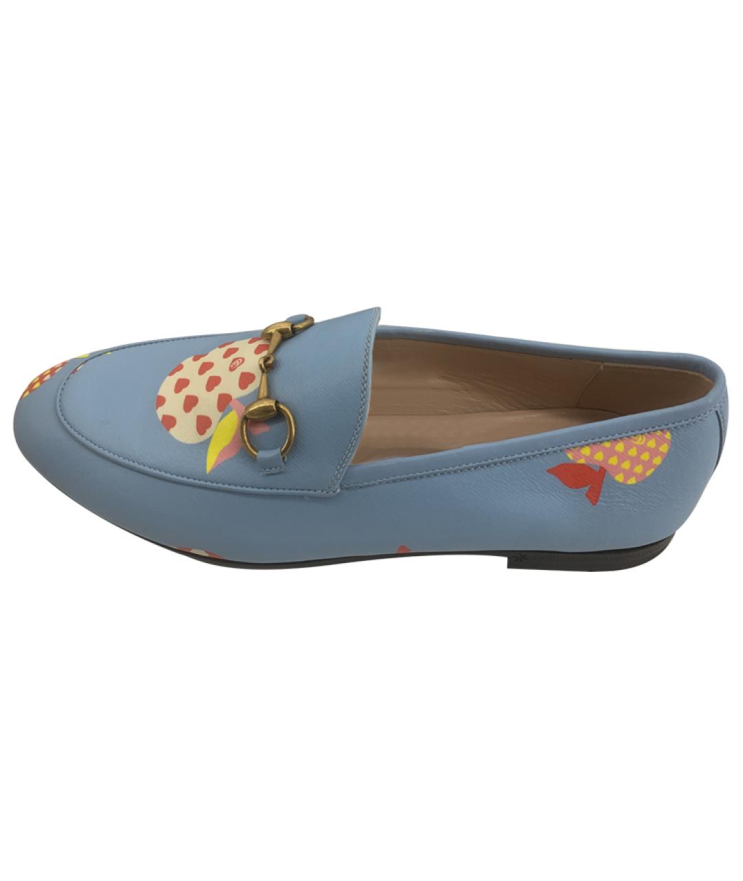 GUCCI Синие кожаные лоферы, фото 5