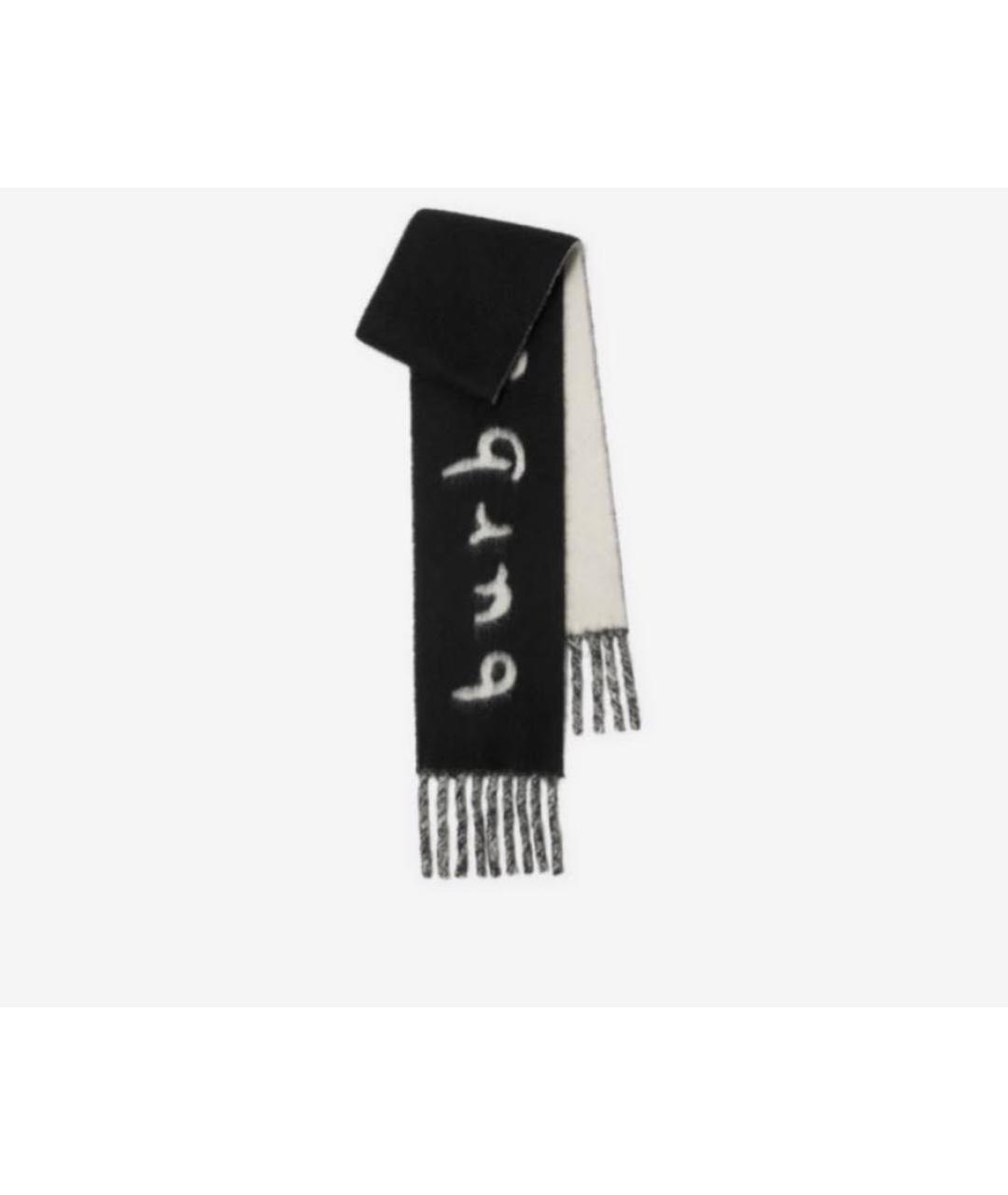 BURBERRY Черный шерстяной шарф, фото 6