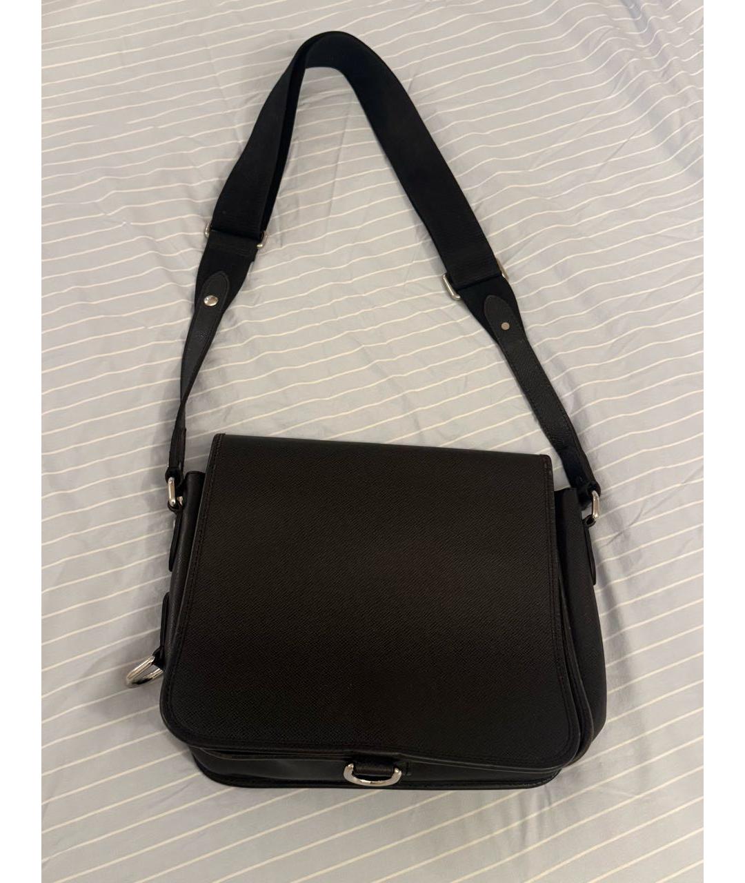 LOUIS VUITTON Черная кожаная сумка на плечо, фото 9