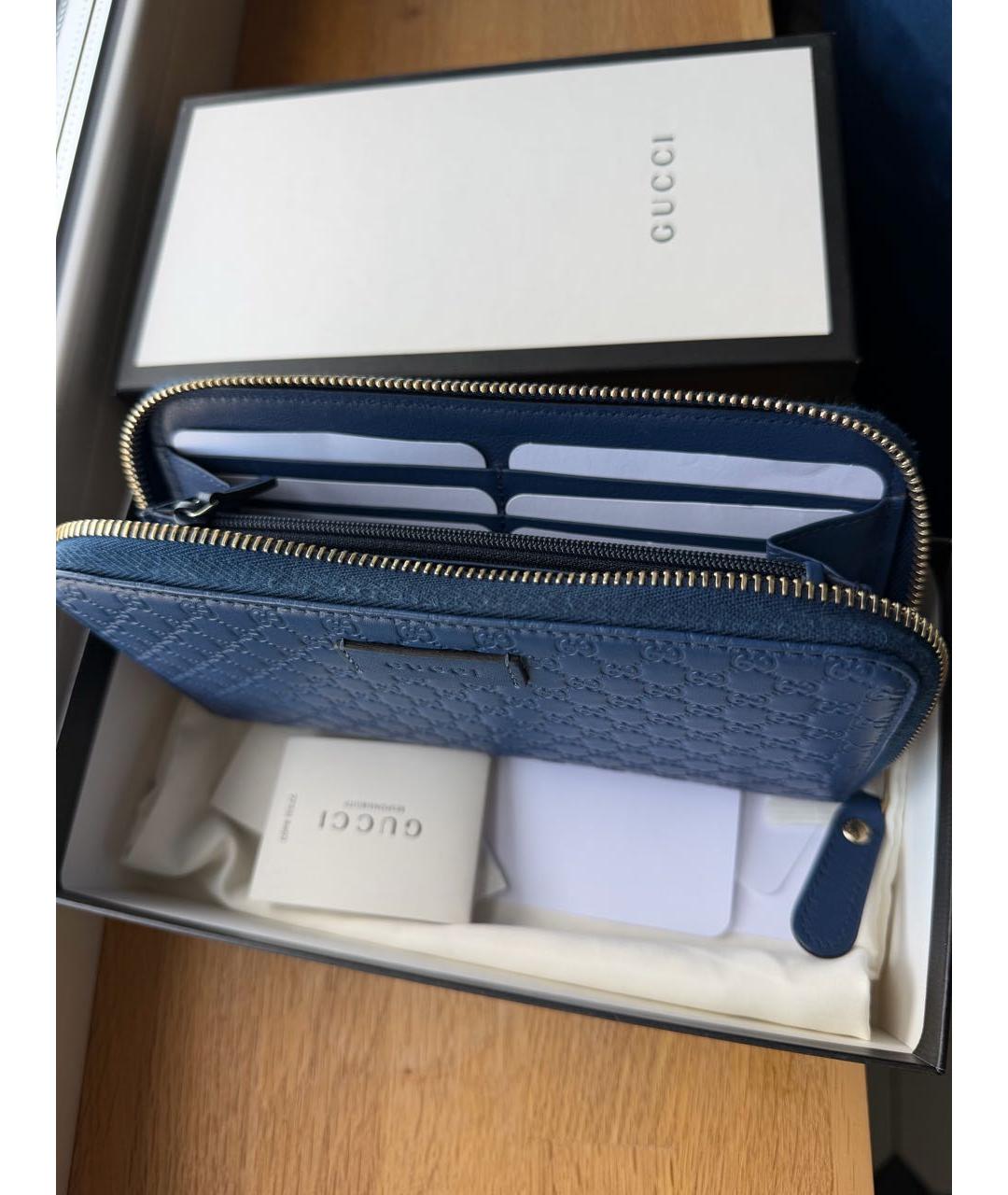GUCCI Синий кожаный кошелек, фото 3