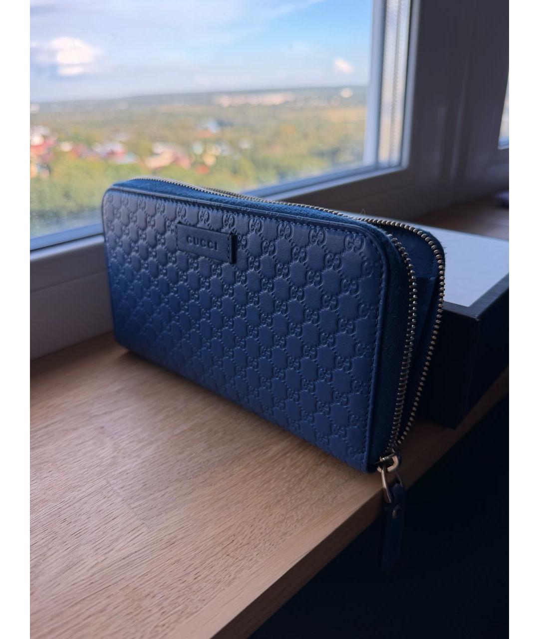 GUCCI Синий кожаный кошелек, фото 6