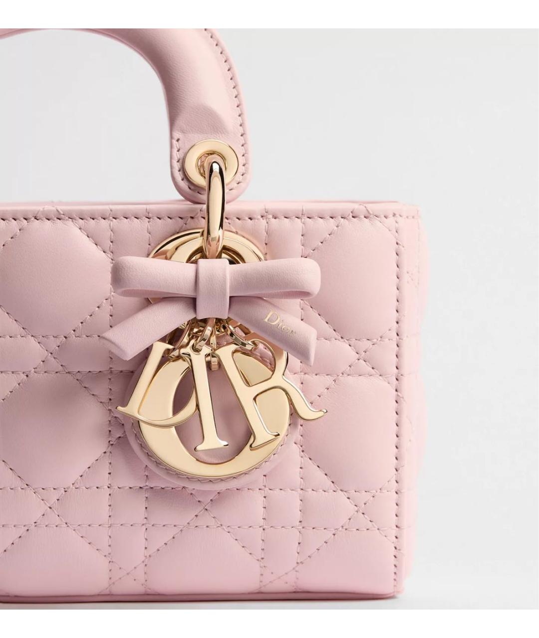 CHRISTIAN DIOR Розовая кожаная сумка с короткими ручками, фото 5