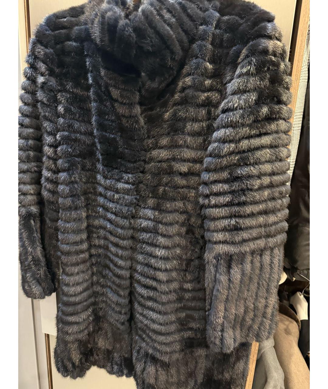 BLUMARINE Темно-синяя меховая шуба, фото 4