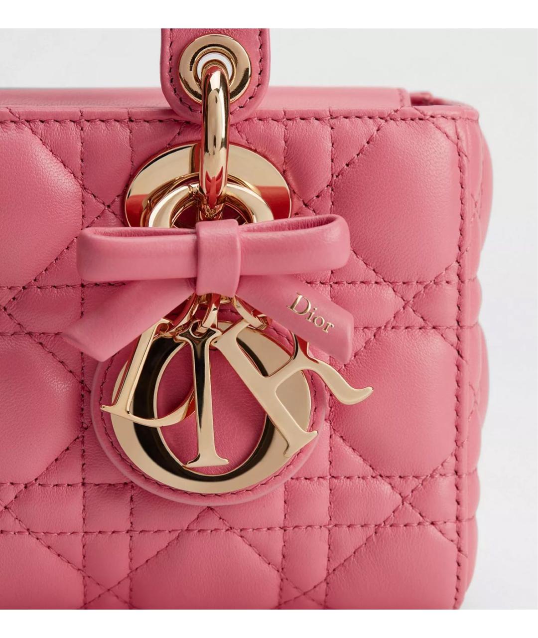 CHRISTIAN DIOR Розовая кожаная сумка с короткими ручками, фото 5