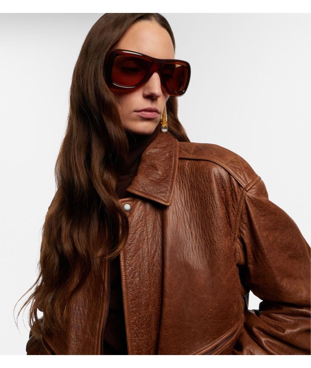 SAINT LAURENT Коричневые пластиковые солнцезащитные очки, фото 3