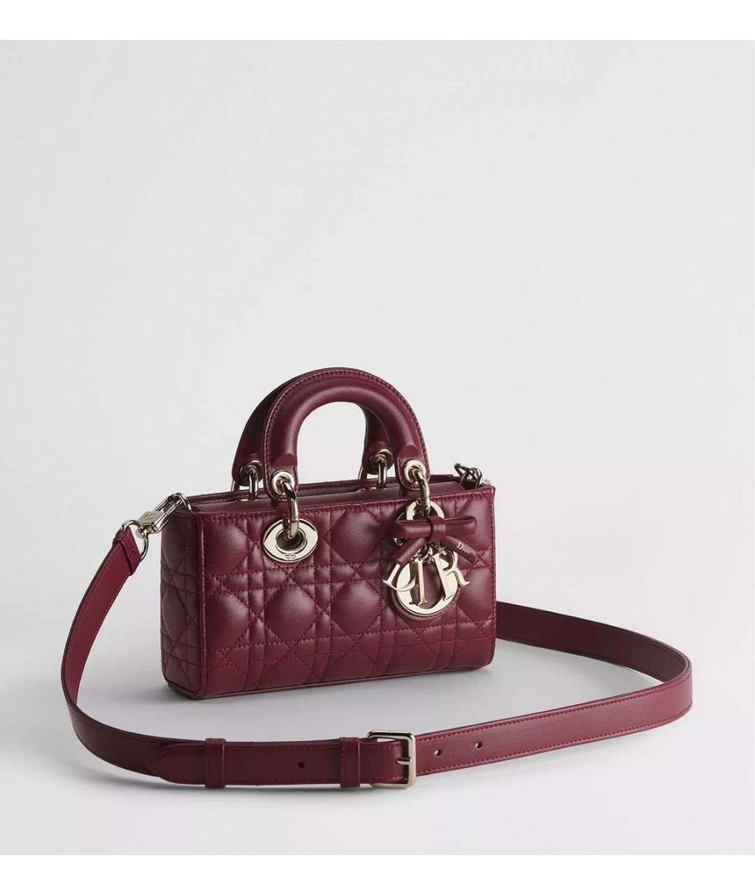 CHRISTIAN DIOR Бордовая кожаная сумка с короткими ручками, фото 2
