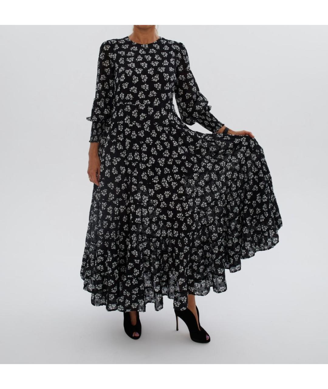 RIXO LONDON Черное вискозное повседневное платье, фото 4