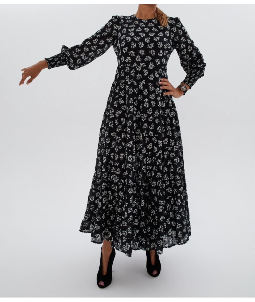 RIXO LONDON Черное вискозное повседневное платье, фото 5