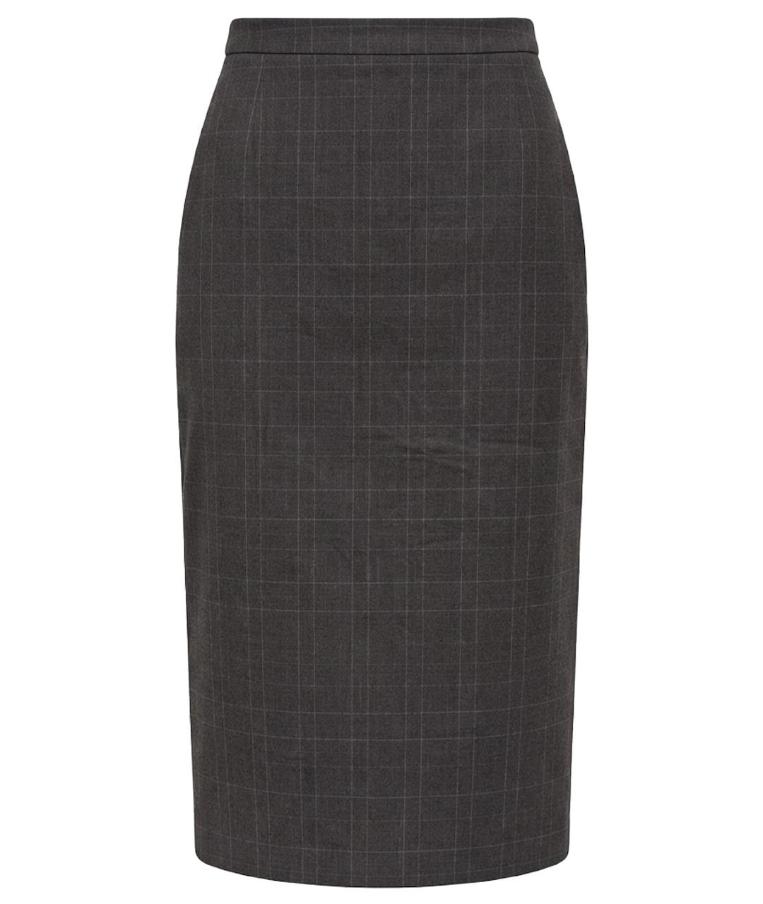 HUGO BOSS Коричневая хлопковая юбка миди, фото 1