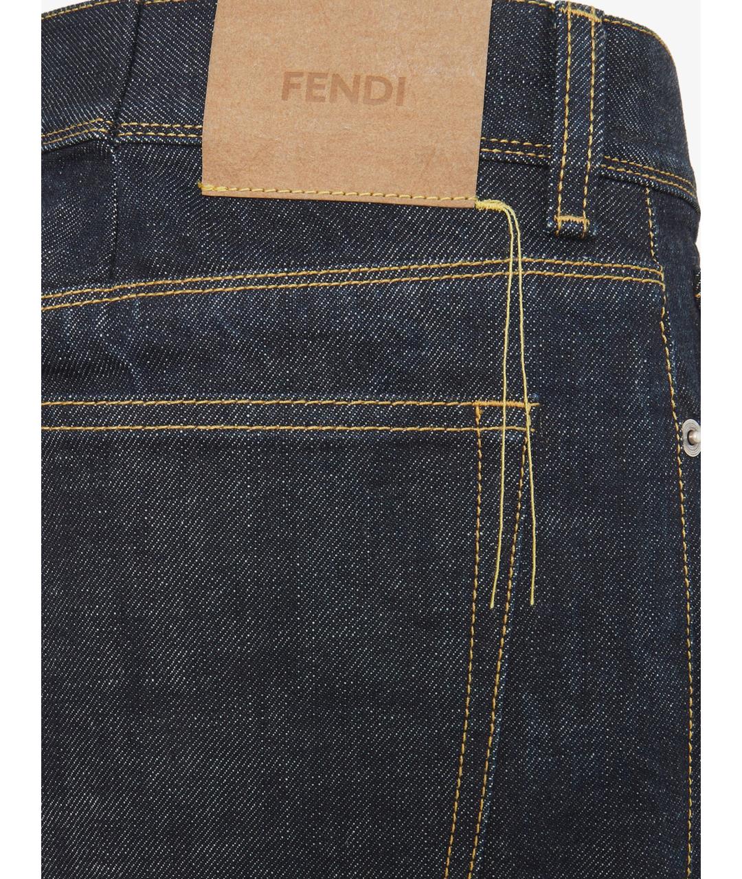 FENDI Синие хлопковые прямые джинсы, фото 4
