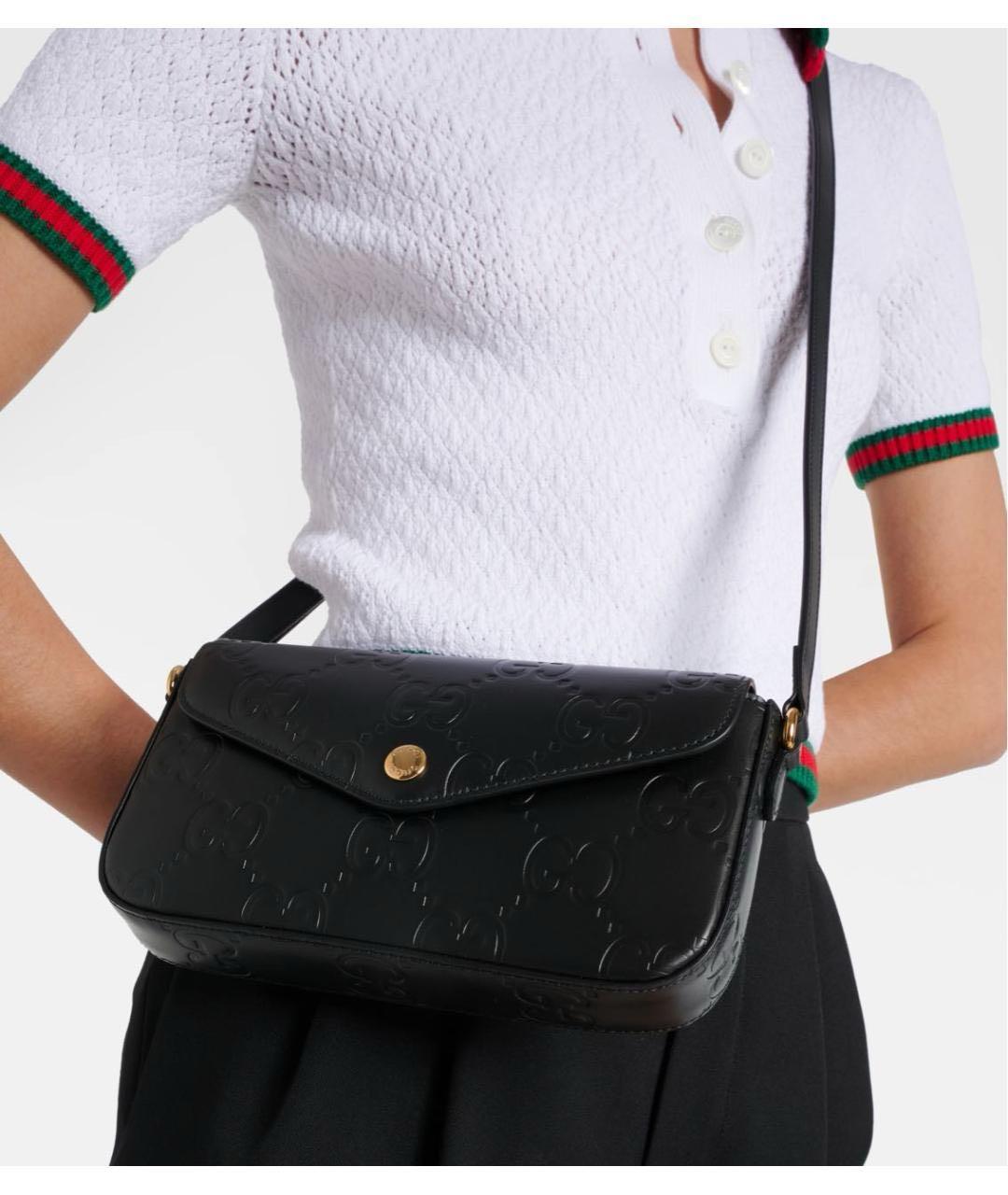 GUCCI Черная кожаная сумка через плечо, фото 5