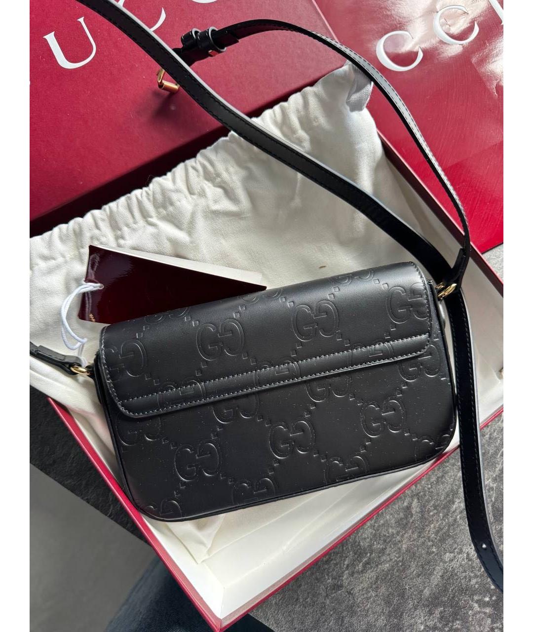 GUCCI Черная кожаная сумка через плечо, фото 3