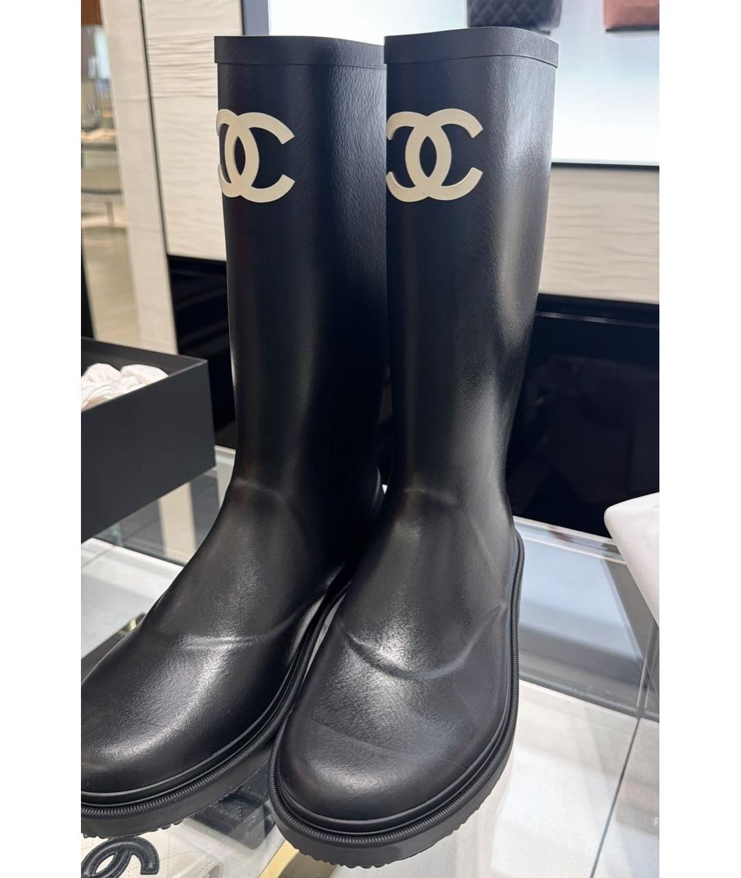 CHANEL Черные резиновые сапоги, фото 3