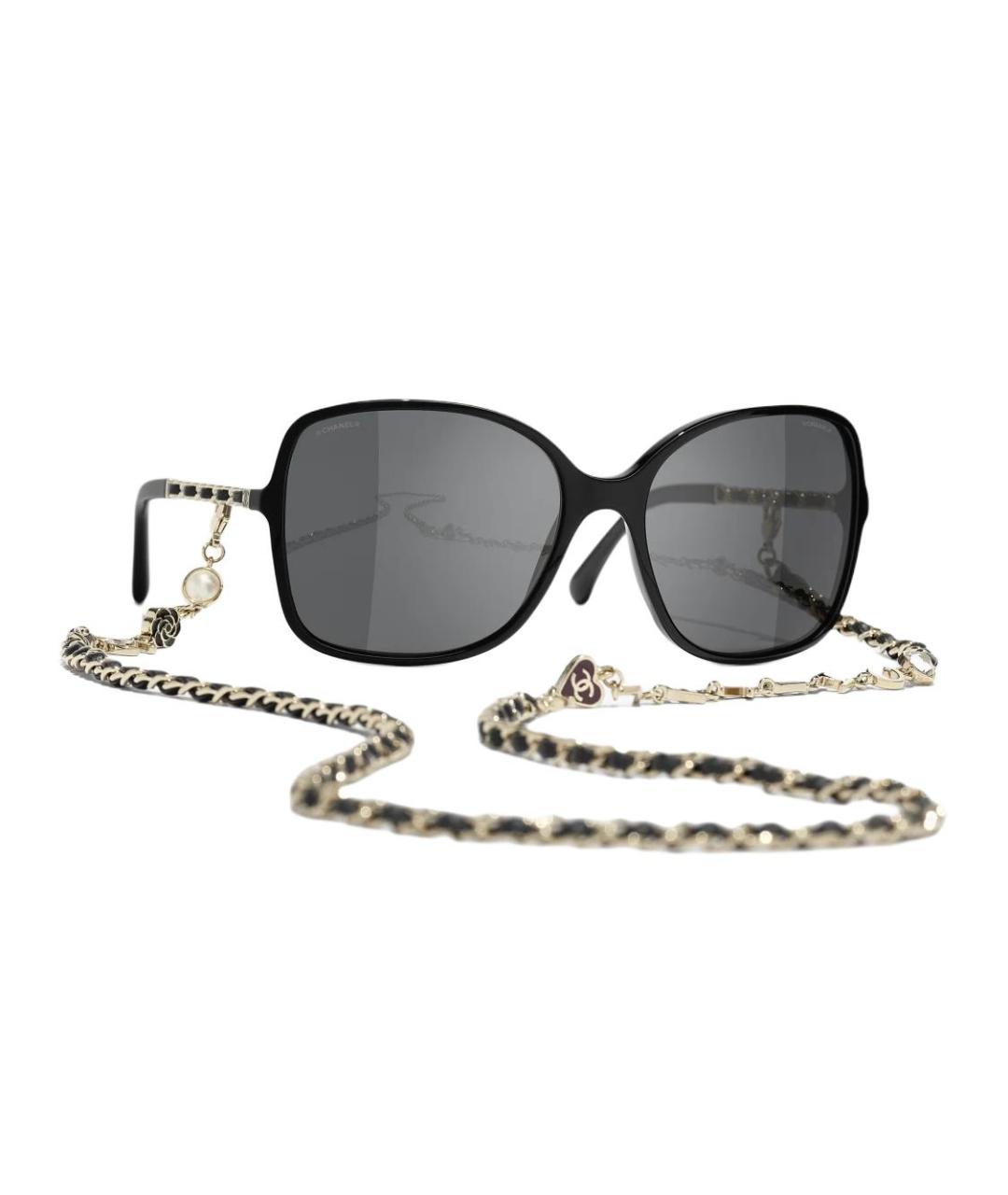 CHANEL Черные пластиковые солнцезащитные очки, фото 1