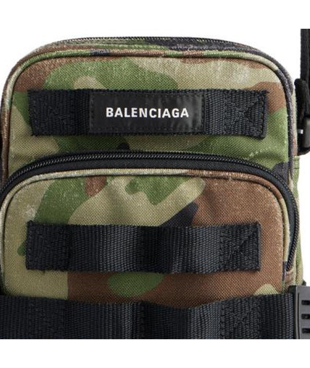BALENCIAGA Хаки тканевая сумка на плечо, фото 5