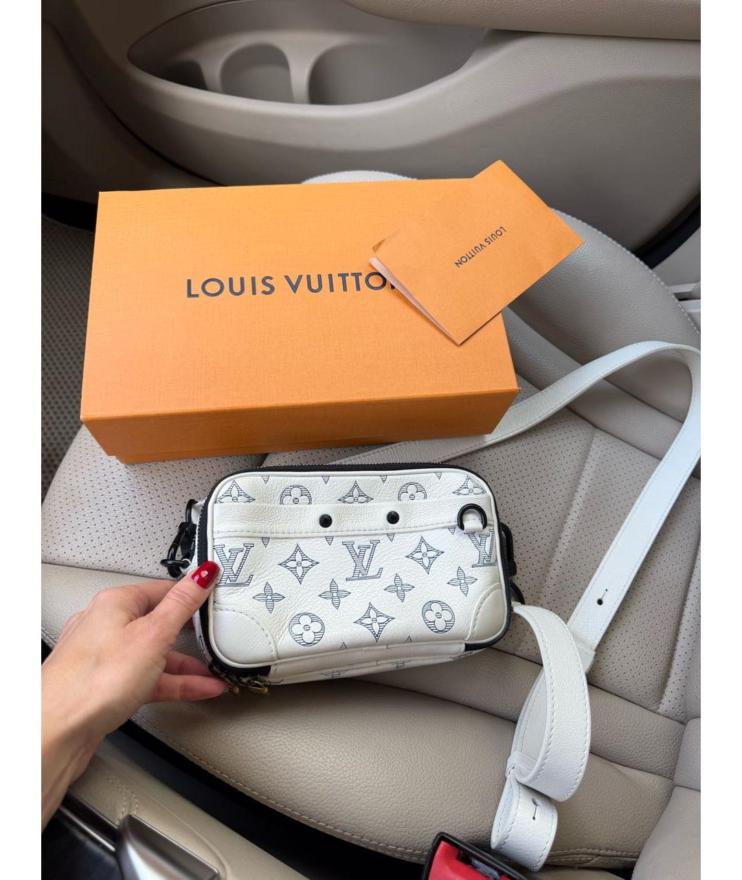 LOUIS VUITTON Бежевая кожаная сумка через плечо, фото 2