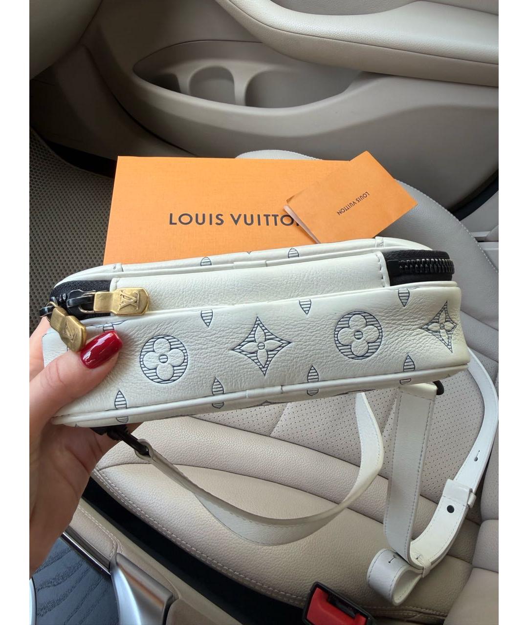 LOUIS VUITTON Бежевая кожаная сумка через плечо, фото 5