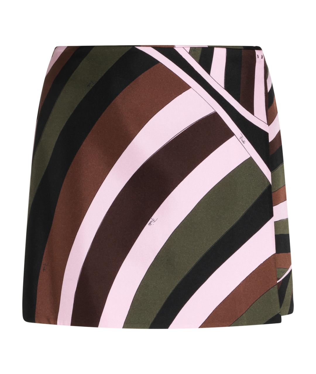 EMILIO PUCCI Мульти шелковая юбка мини, фото 3