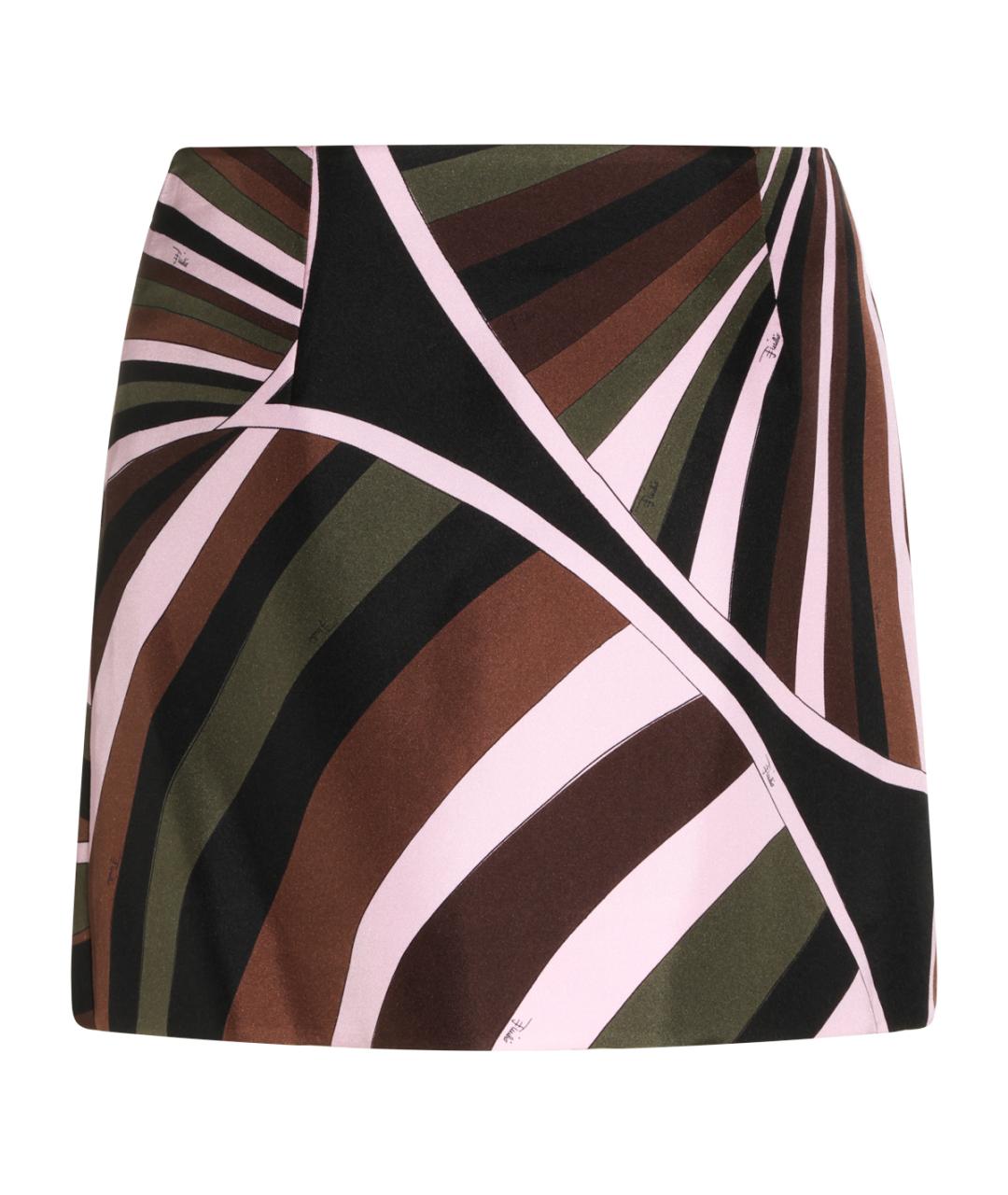 EMILIO PUCCI Мульти шелковая юбка мини, фото 1